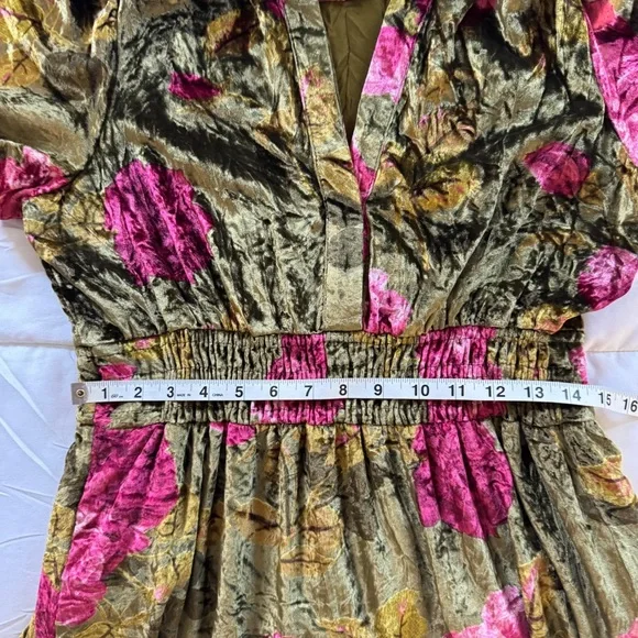 Anthropologie Velvet Somerset Maxi Dress Green and Pink Floral Size Medium - Picture 15 of 15